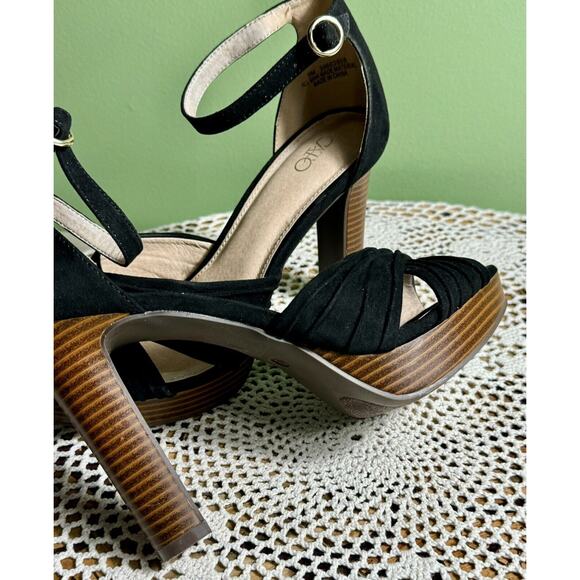 Cato Pump Wedge Platform Heels 4.5” Women's Size 9M Black Fabric Hemp sku 805 - Picture 2 of 8